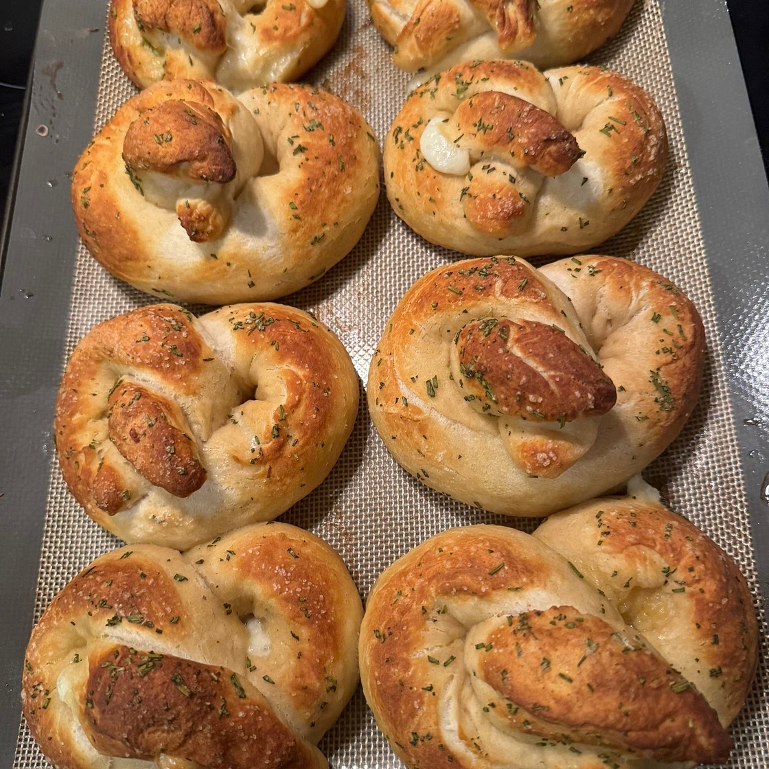 Mozzarella Stuffed Rosemary and Parmesan Soft Pretzels