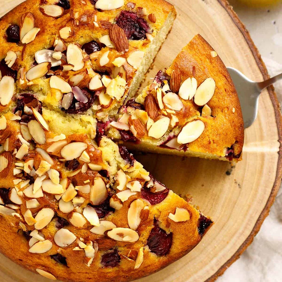 Cherry Almond Olive Oil Cake