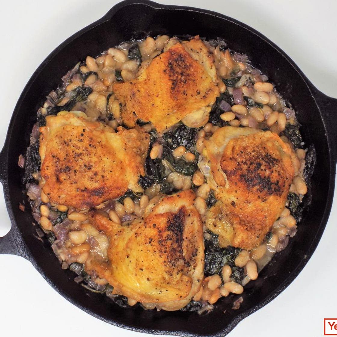 Braised Chicken Thighs and White Beans