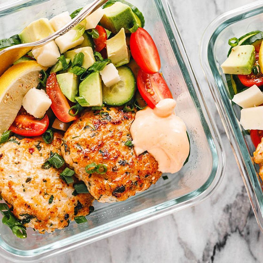 Meal Prep Chicken Patties & Veggie Salad