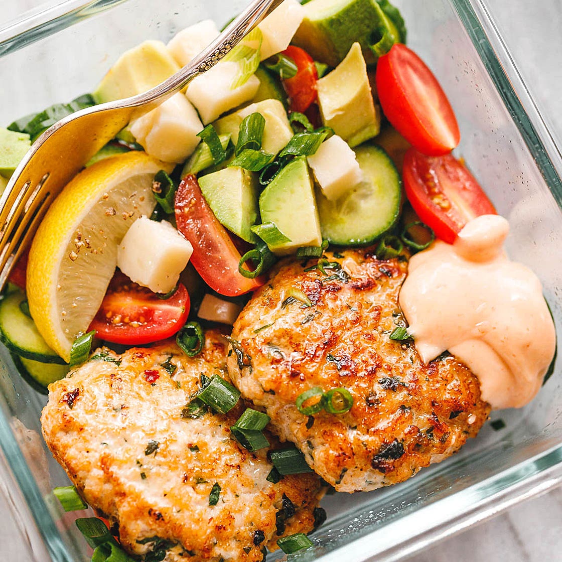 Meal Prep Chicken Patties & Veggie Salad