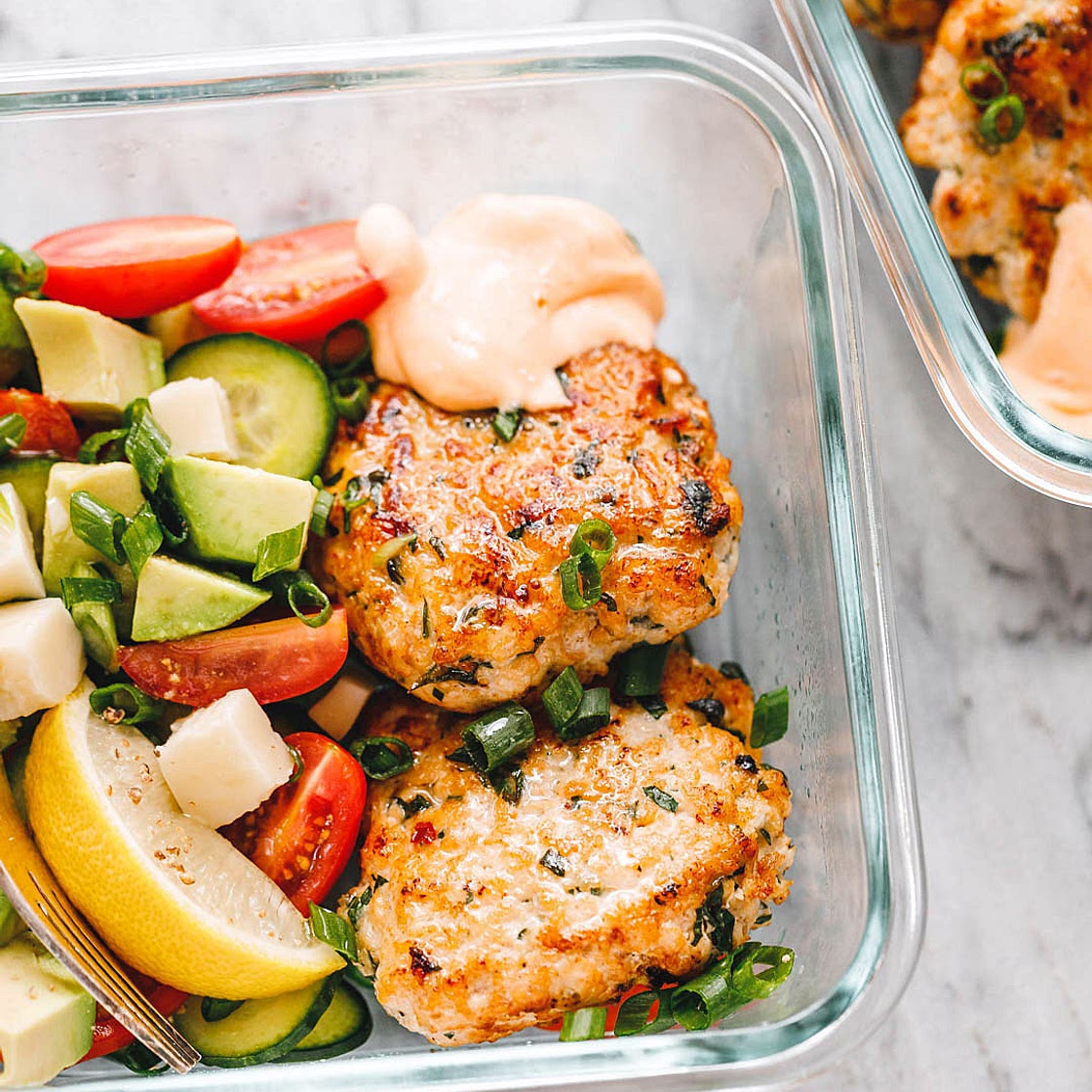 Meal Prep Chicken Patties & Veggie Salad