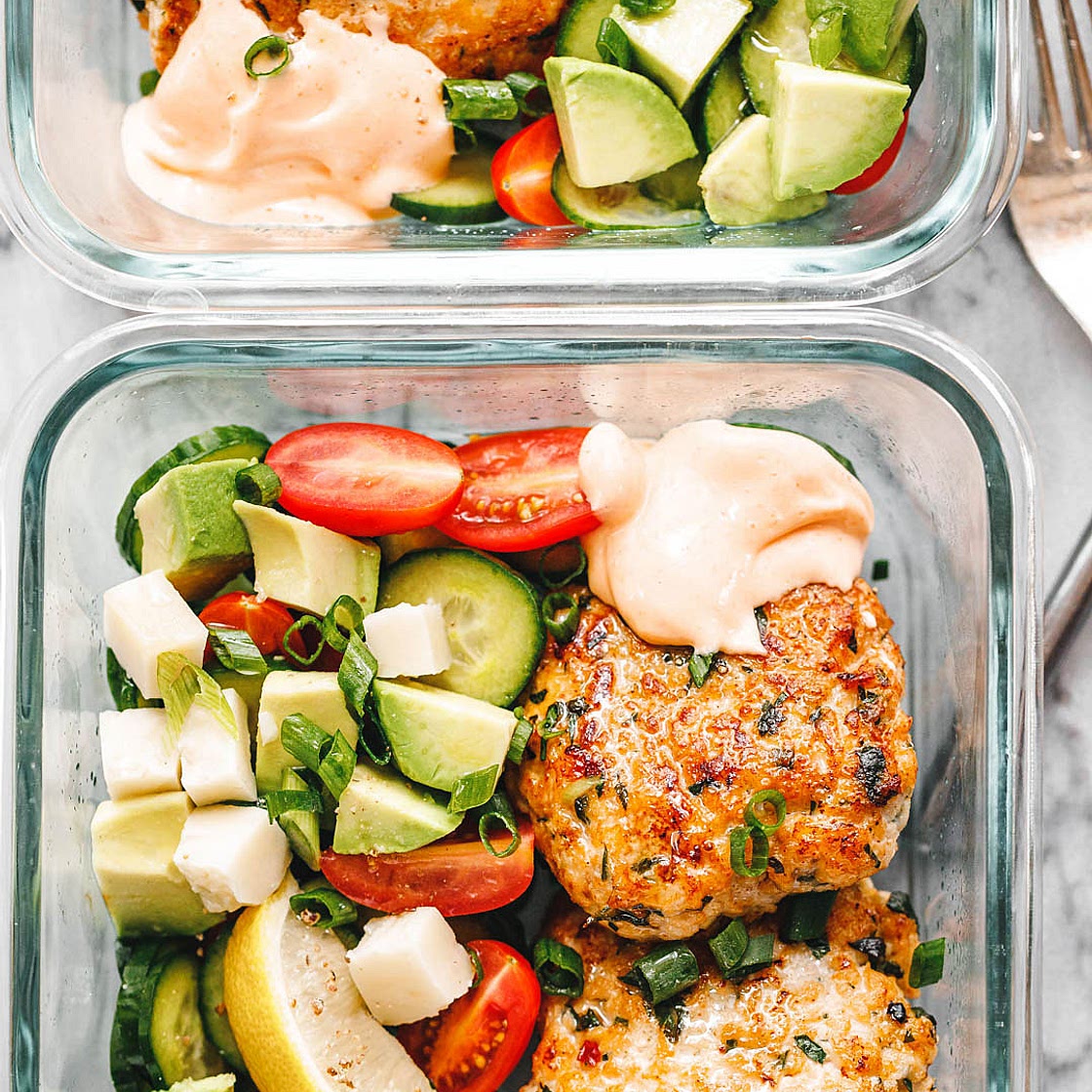 Meal Prep Chicken Patties & Veggie Salad