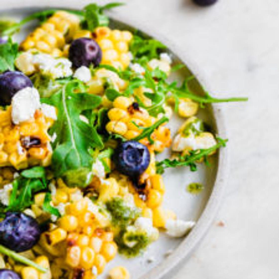 Grilled Corn and Berry Salad with Fresh Herb Dressing