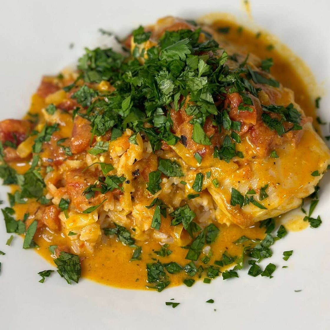 Tomato Coconut Curry Poached Cod