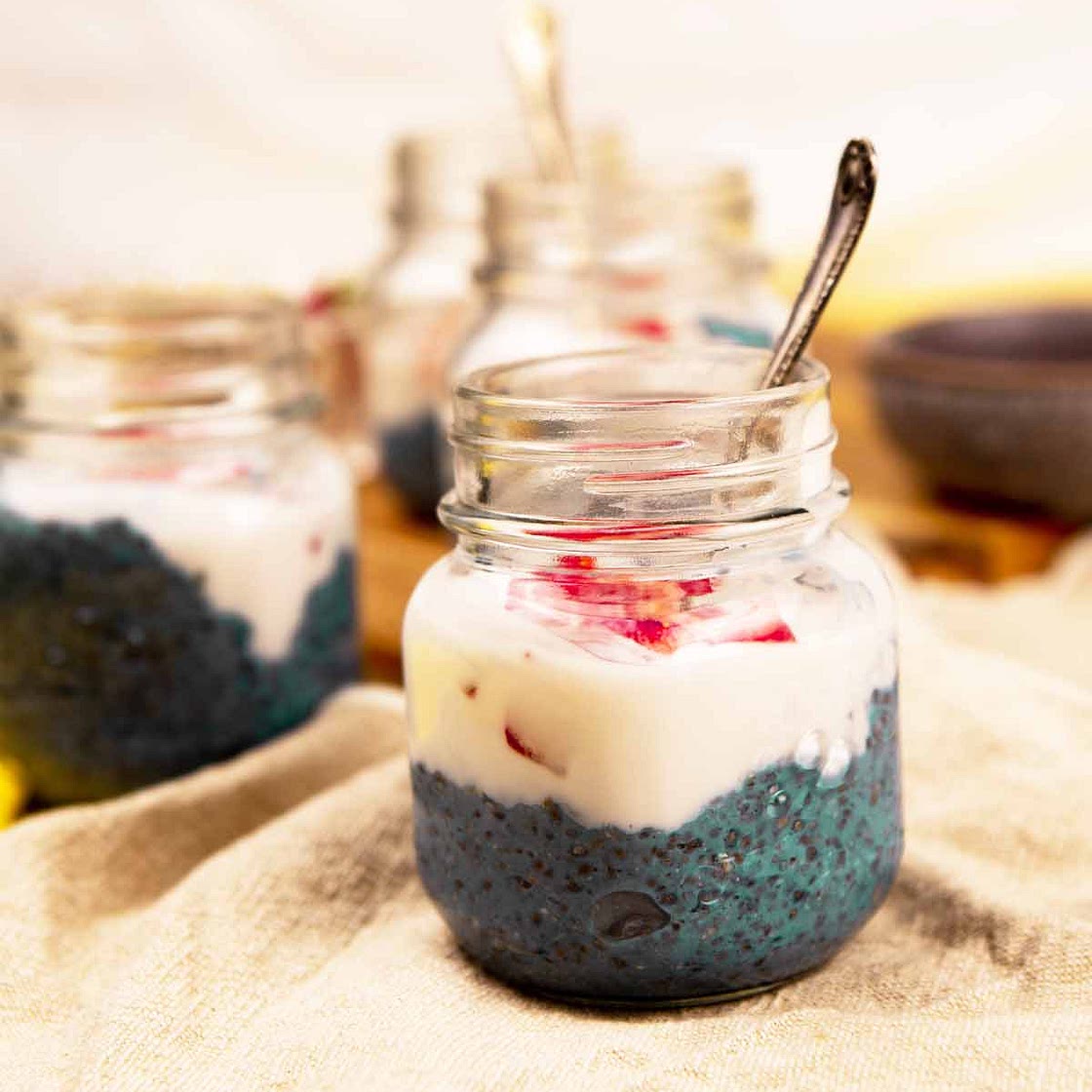 Protein Blue Chia Pudding (Vegan ,Keto, Low-Calorie)