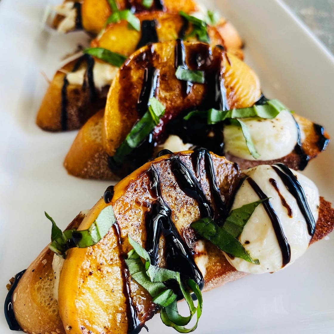 Blackstone Peach and Burrata Crostini