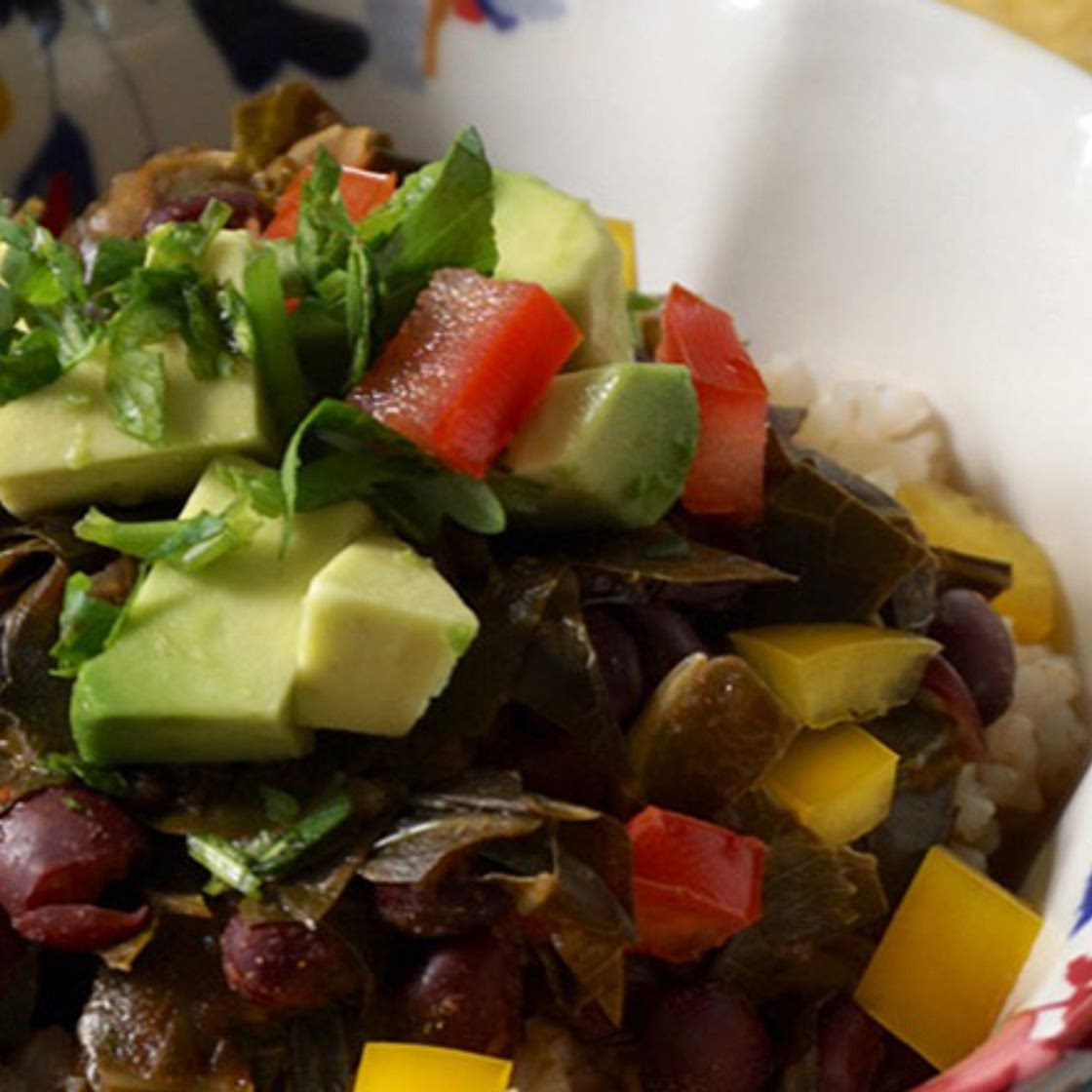 Black Beans and Greens Over Rice