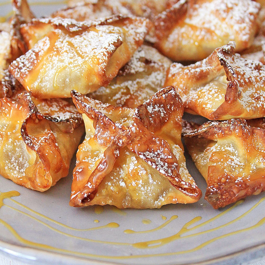 Air Fryer Caramel Apple Wontons