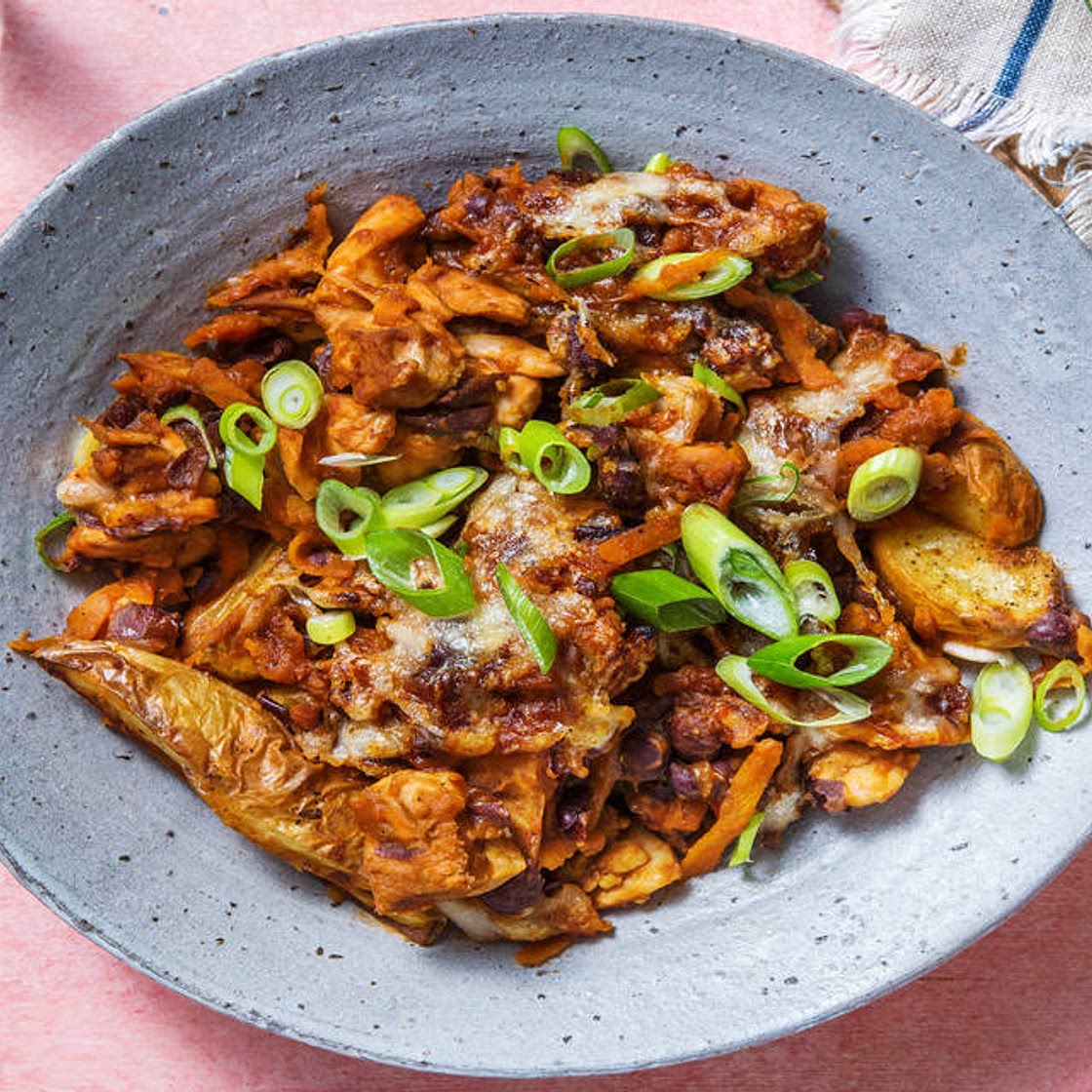 Smokey BBQ Chicken and Blackbean Loaded Wedges With Cheese