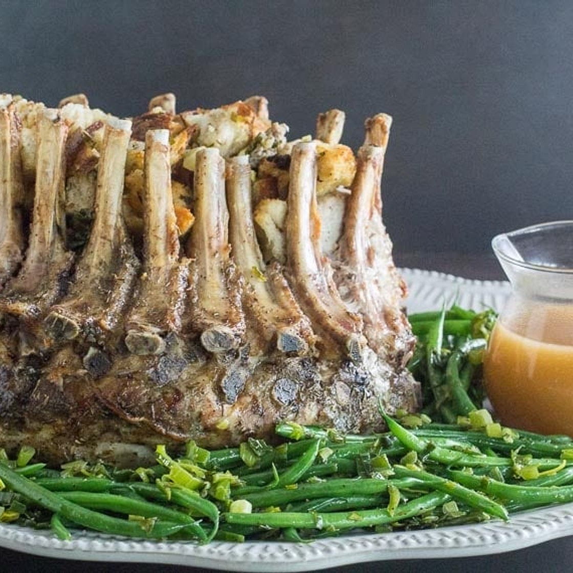 Low FODMAP Crown Roast of Pork with Sourdough Apple & Sausage Stuffing