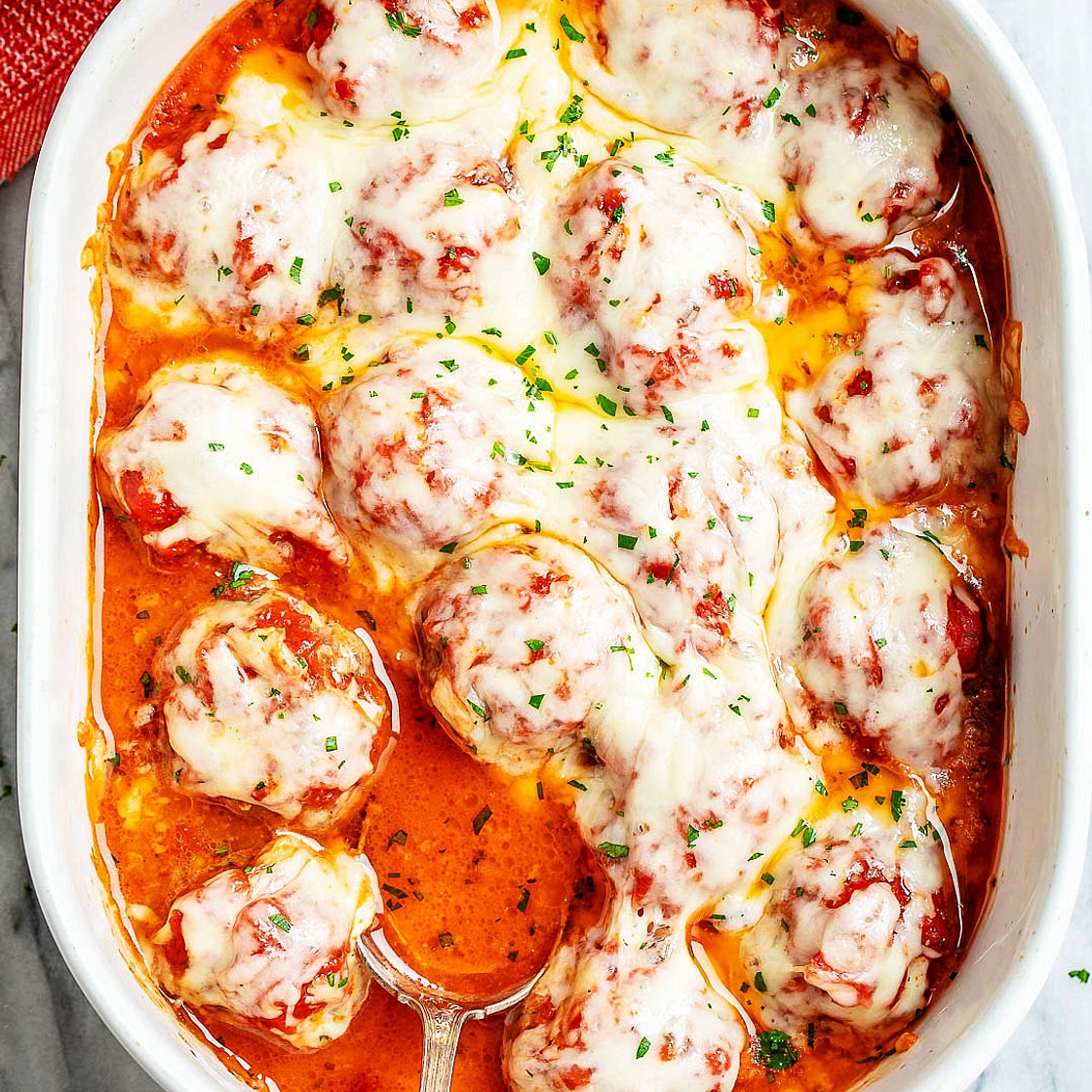 Cheesy Meatballs Casserole {Low Carb}