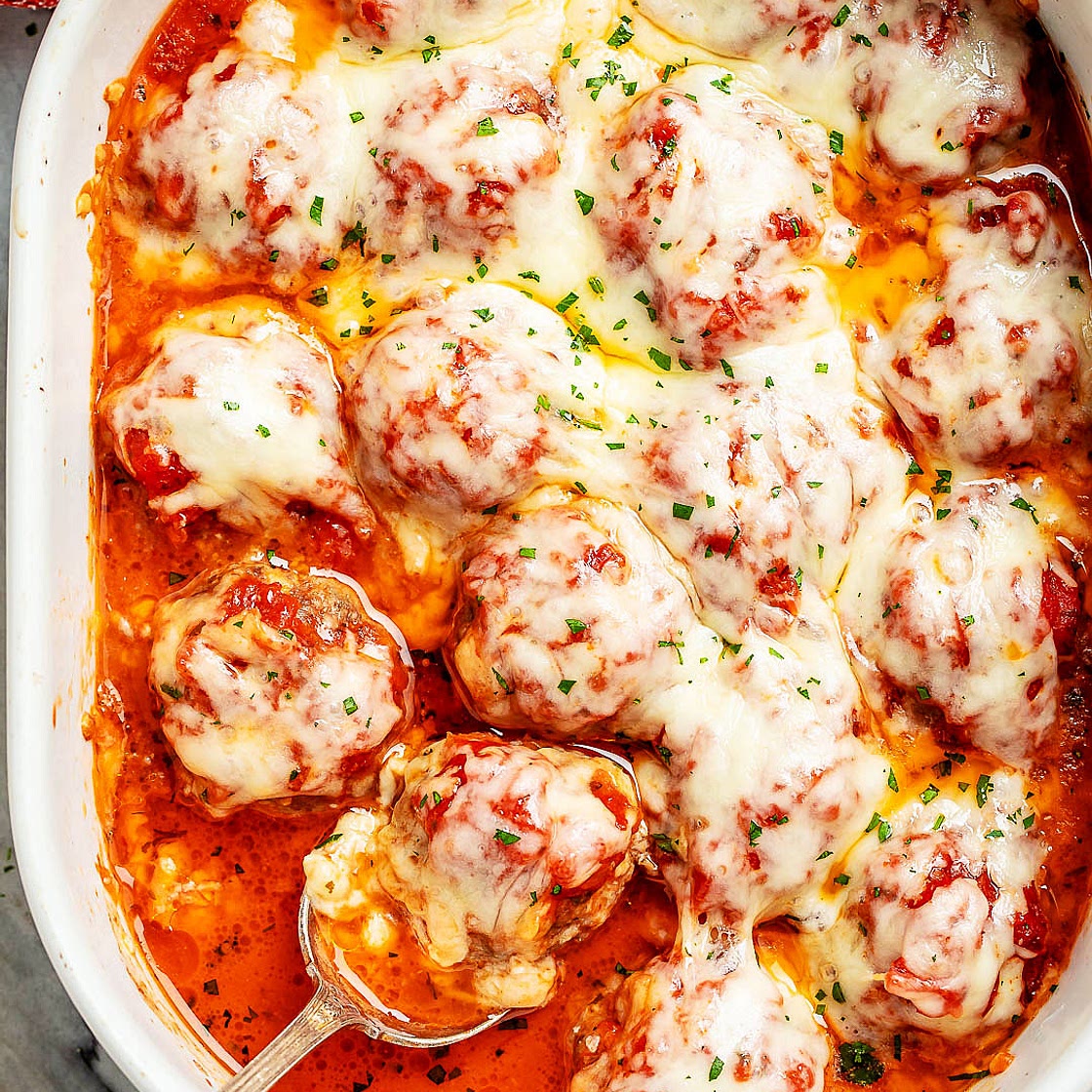Cheesy Meatballs Casserole {Low Carb}