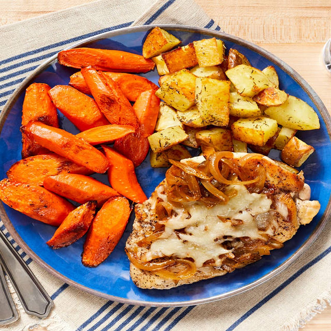 French Onion Chicken with Thyme-Roasted Potatoes & Carrots
