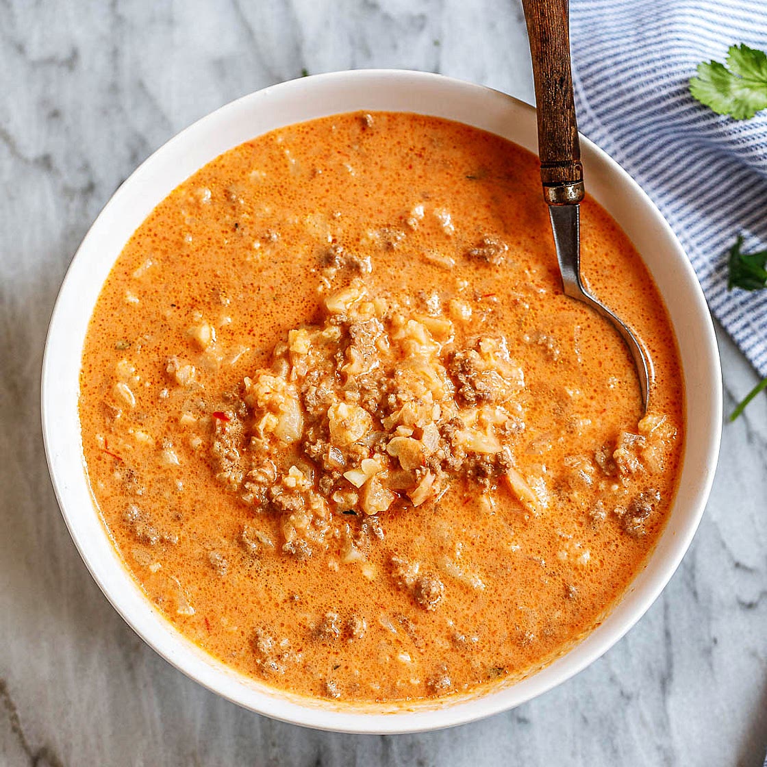 Creamy Cauliflower Ground Beef Soup