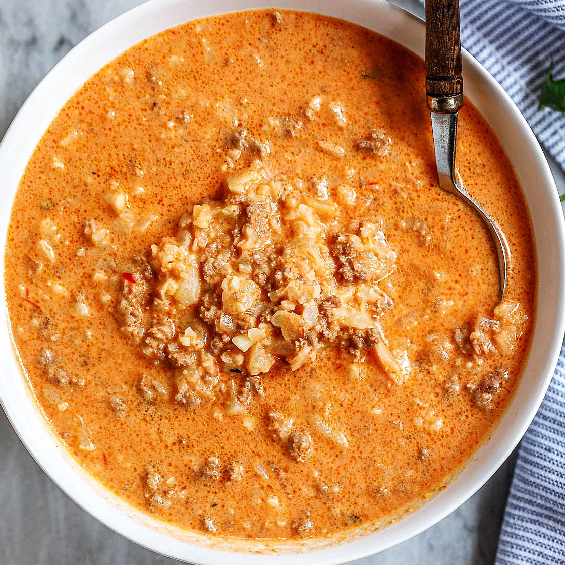 Creamy Cauliflower Ground Beef Soup