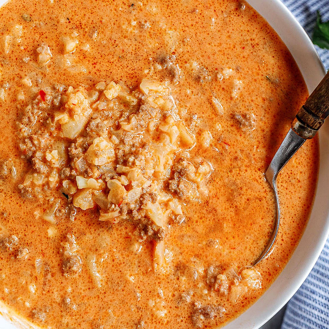 Creamy Cauliflower Ground Beef Soup