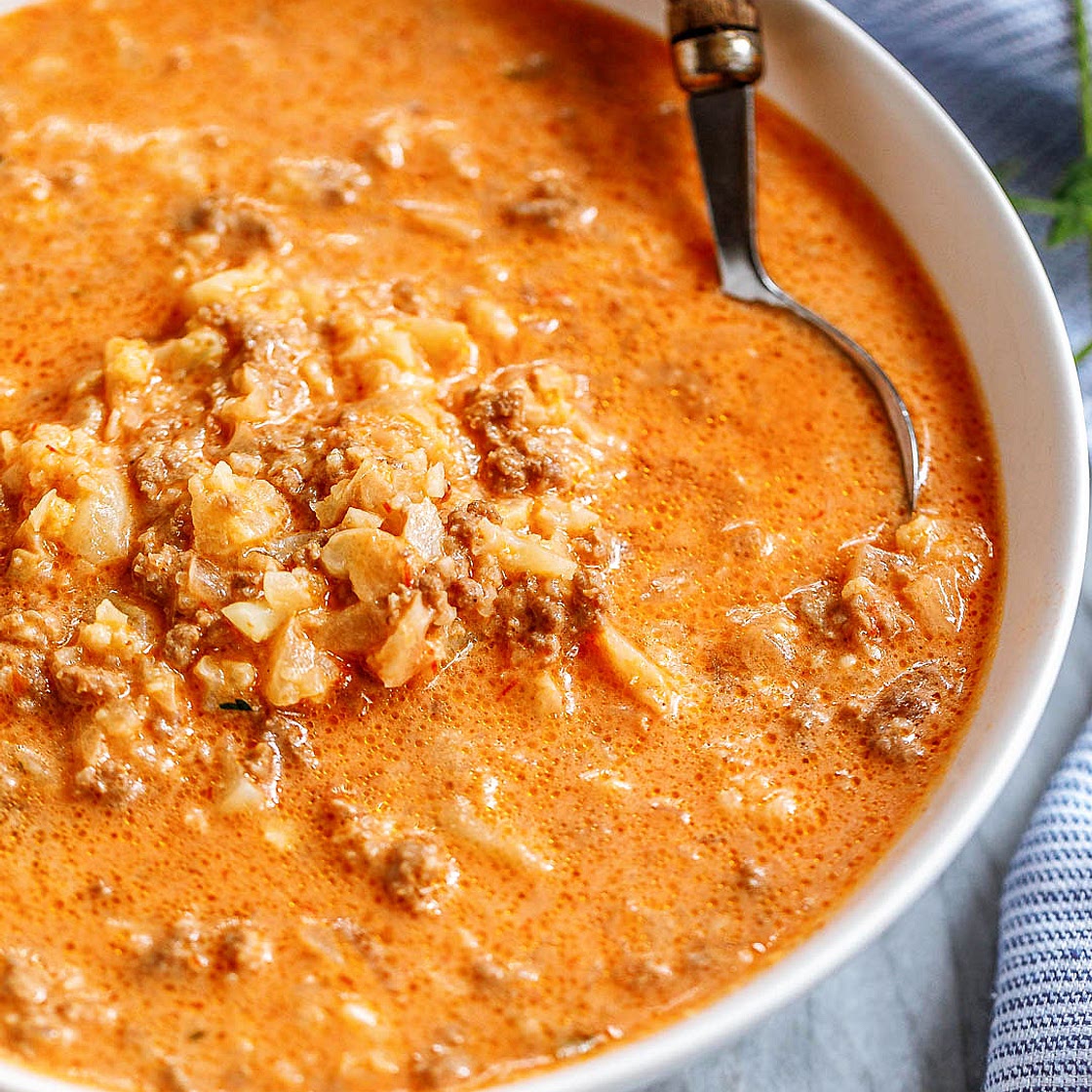 Creamy Cauliflower Ground Beef Soup