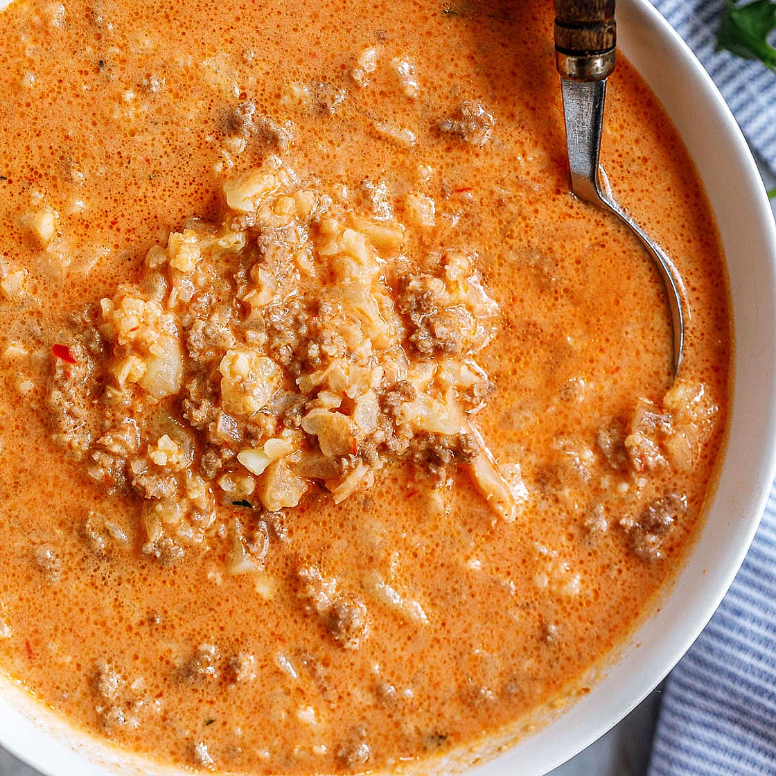 Creamy Cauliflower Ground Beef Soup