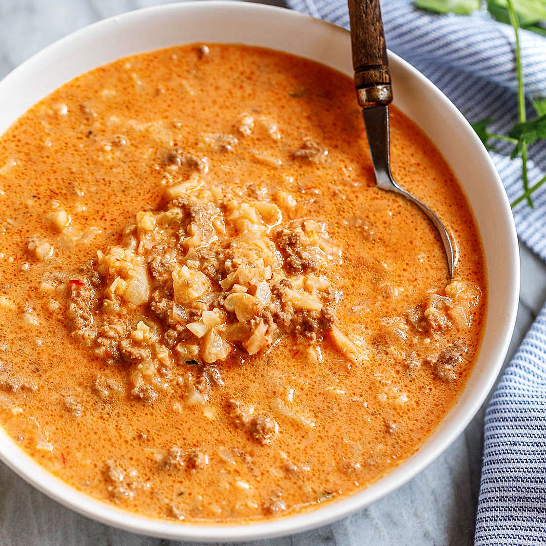 Creamy Cauliflower Ground Beef Soup