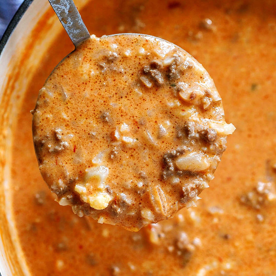 Creamy Cauliflower Ground Beef Soup