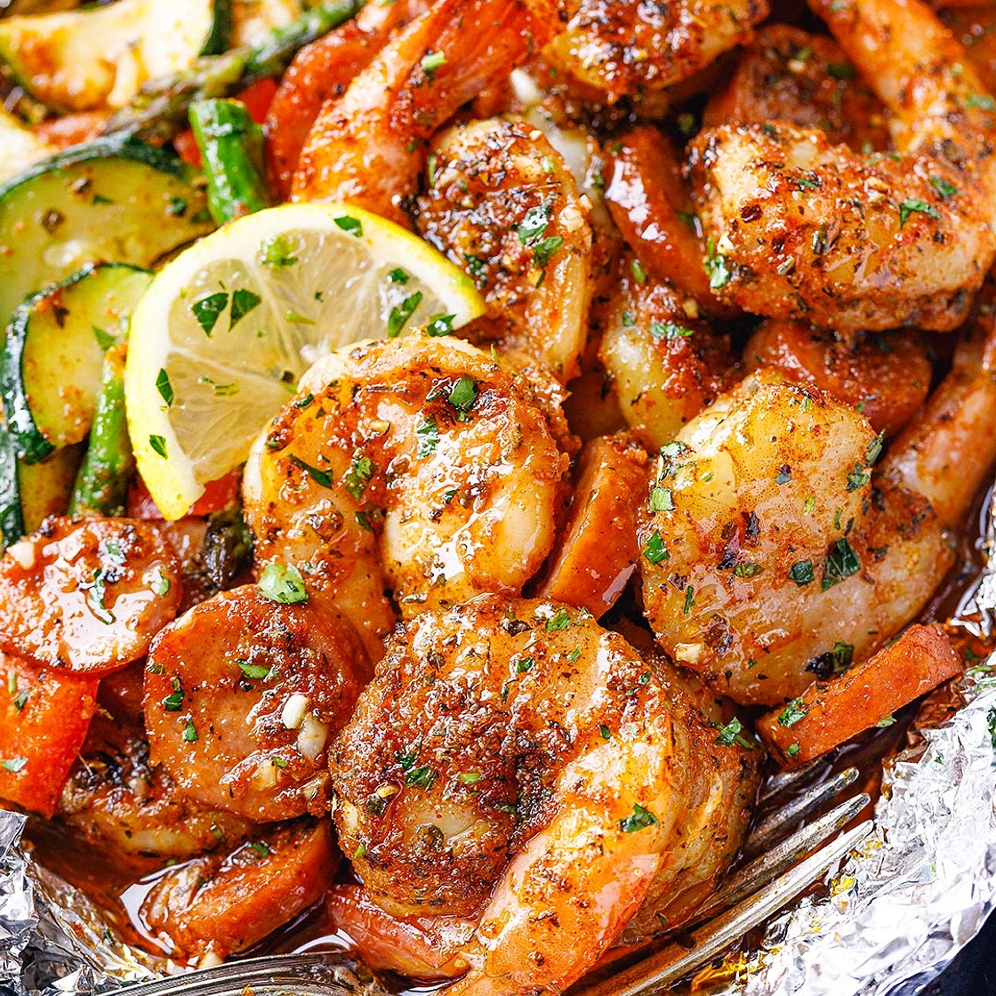 Cajun Sausage Shrimp Foil Packs