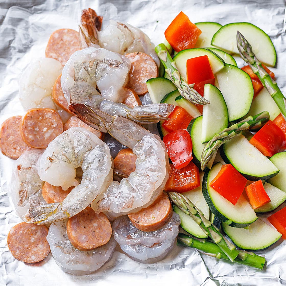 Cajun Sausage Shrimp Foil Packs