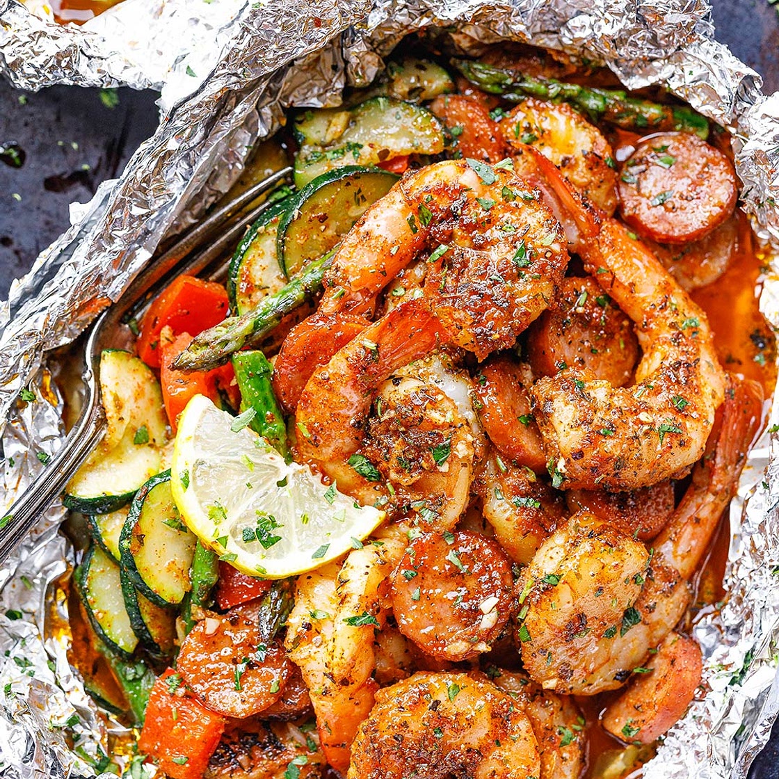 Cajun Sausage Shrimp Foil Packs