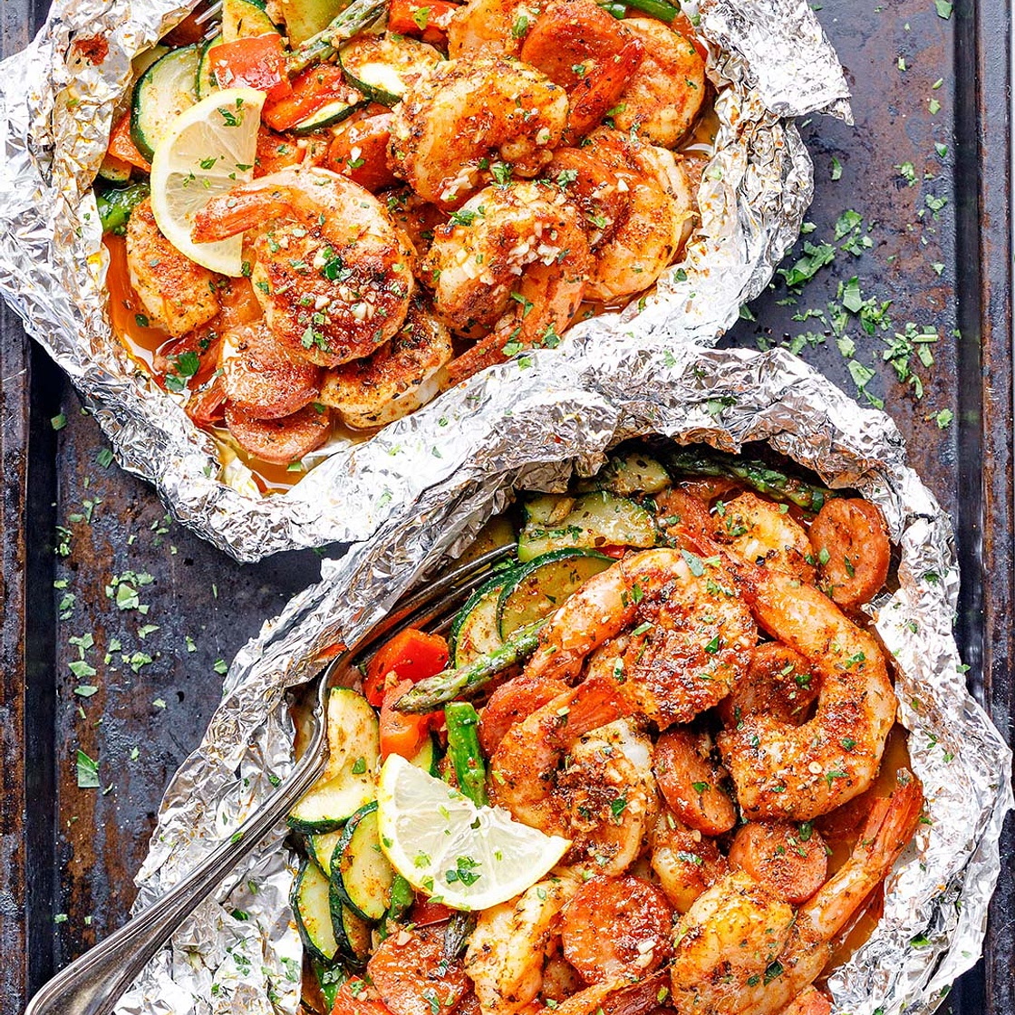 Cajun Sausage Shrimp Foil Packs