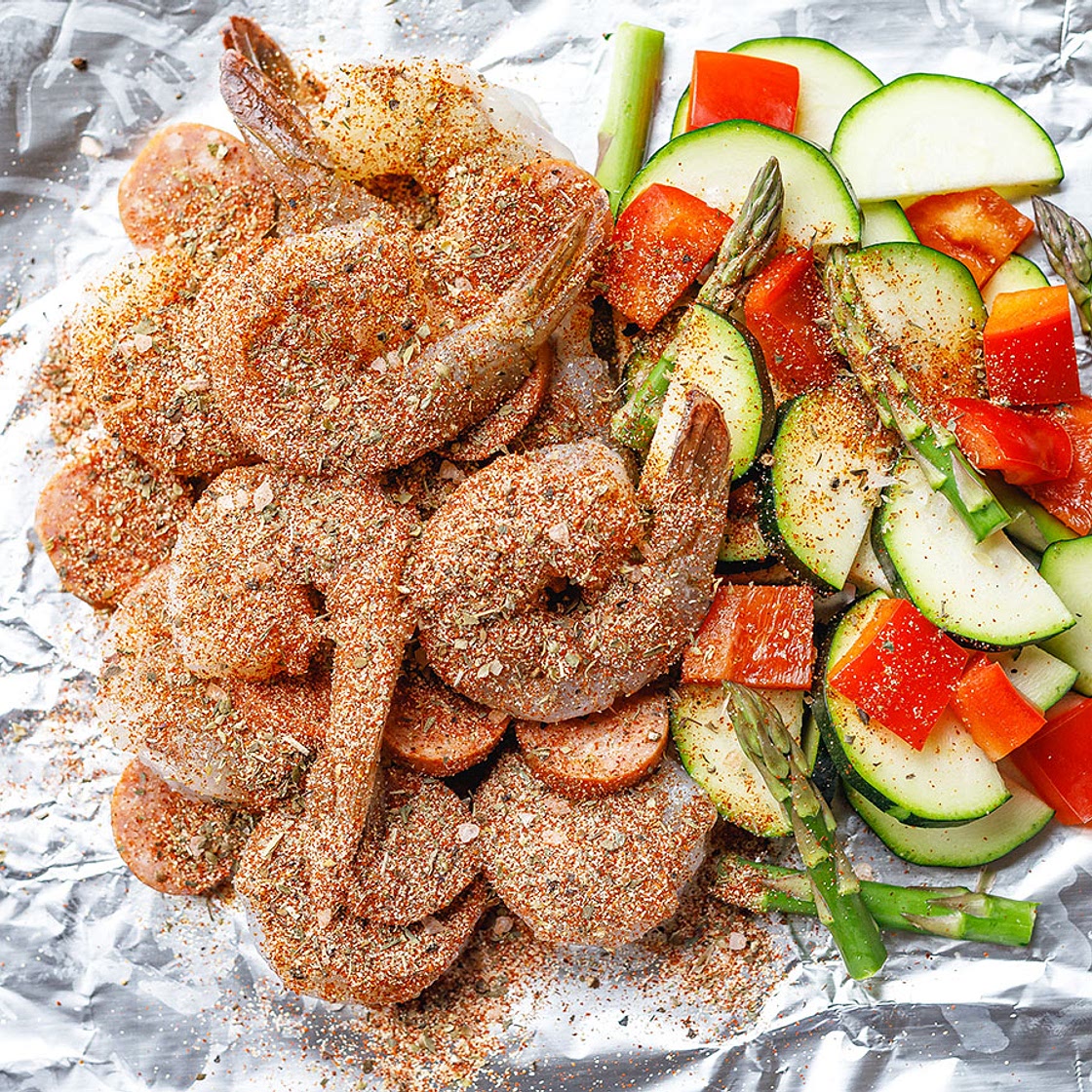 Cajun Sausage Shrimp Foil Packs