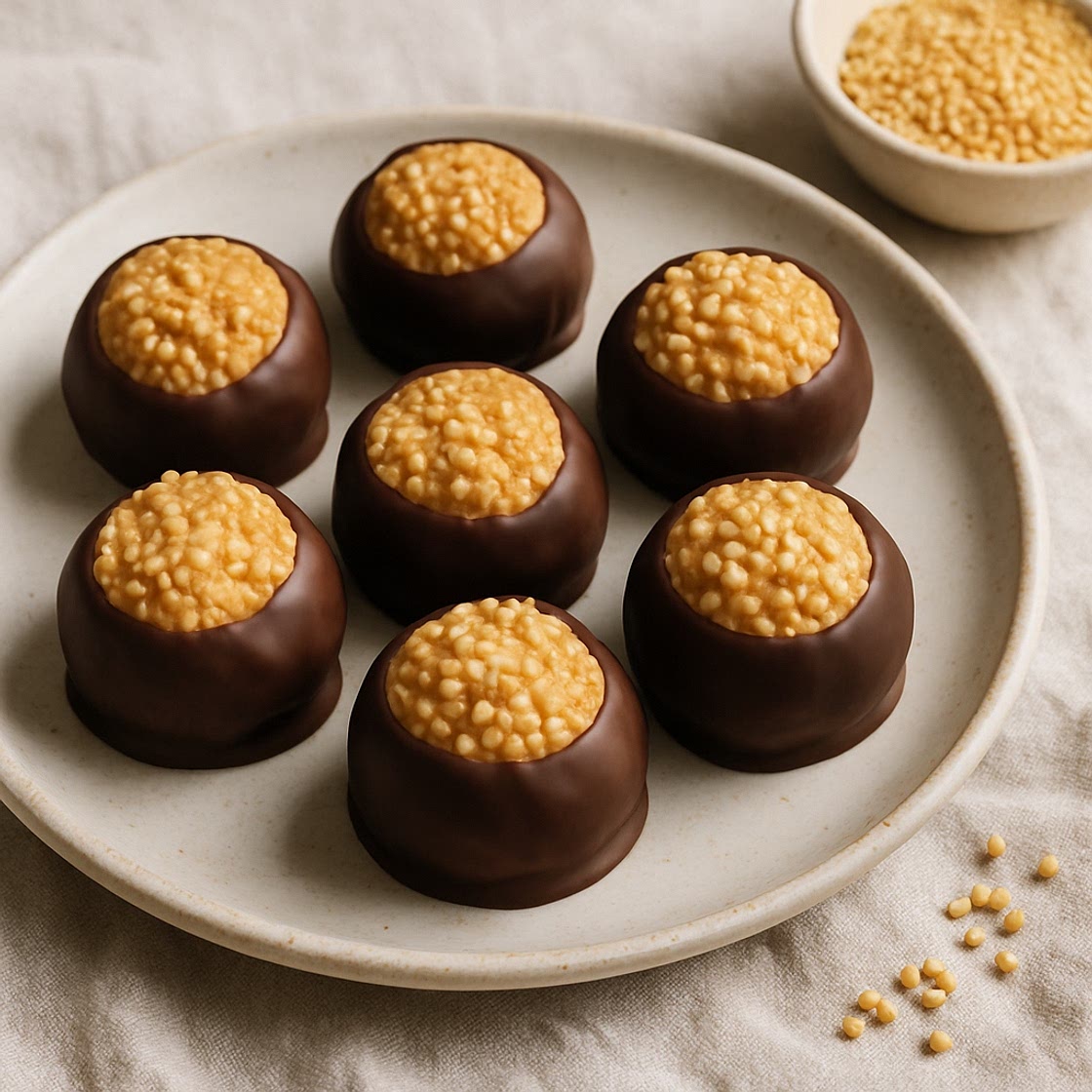 Crispy Millet and Peanut Butter Buckeyes