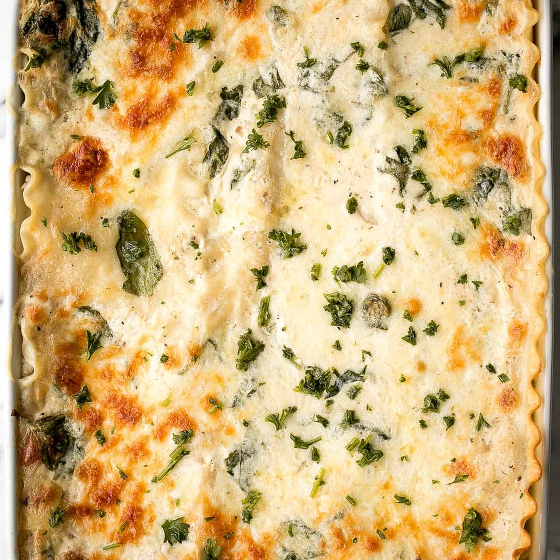 Creamy White Chicken and Spinach Lasagna