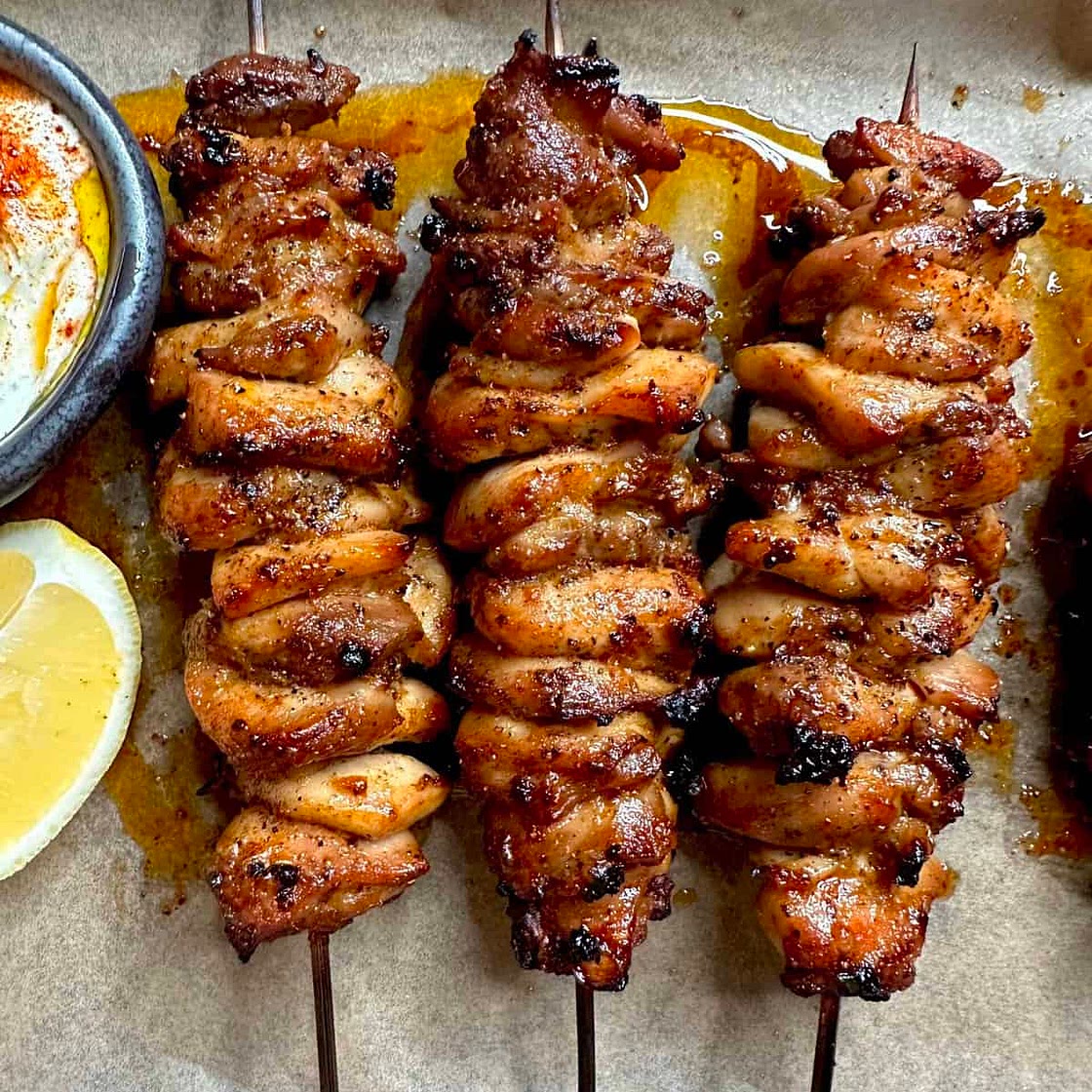 Lemon Pepper Chicken Souvlakia (Skewers)