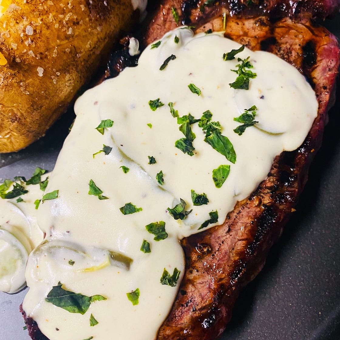 Steak with Jalapeno Popper Cream Sauce