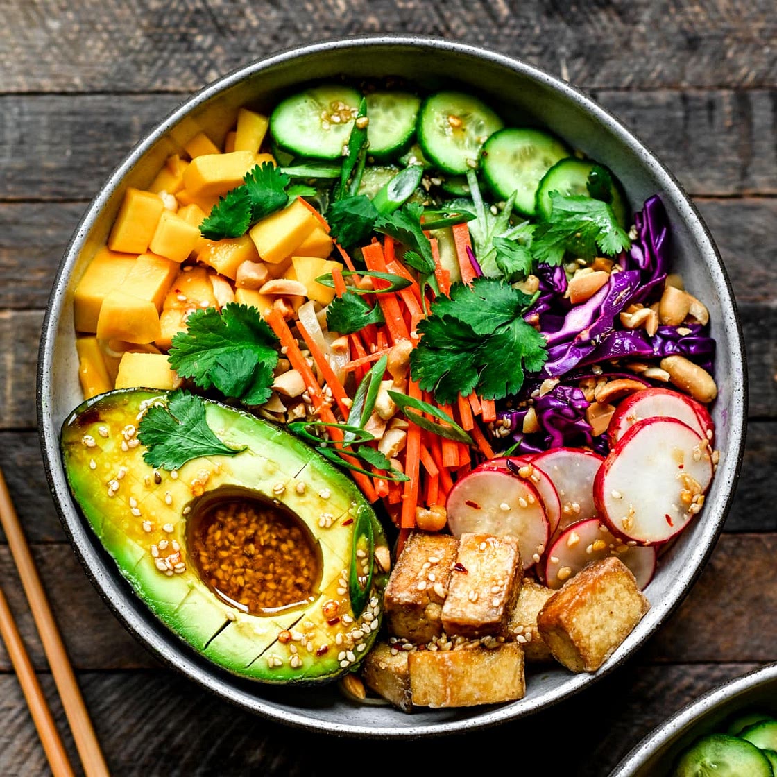 Spring Roll Bowls with Crispy Tofu