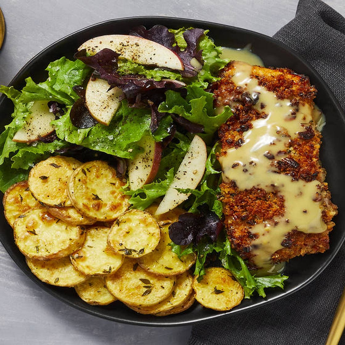 Pecan-Crusted Trout with an Apple-Studded Salad & Thyme-Roasted Potatoes