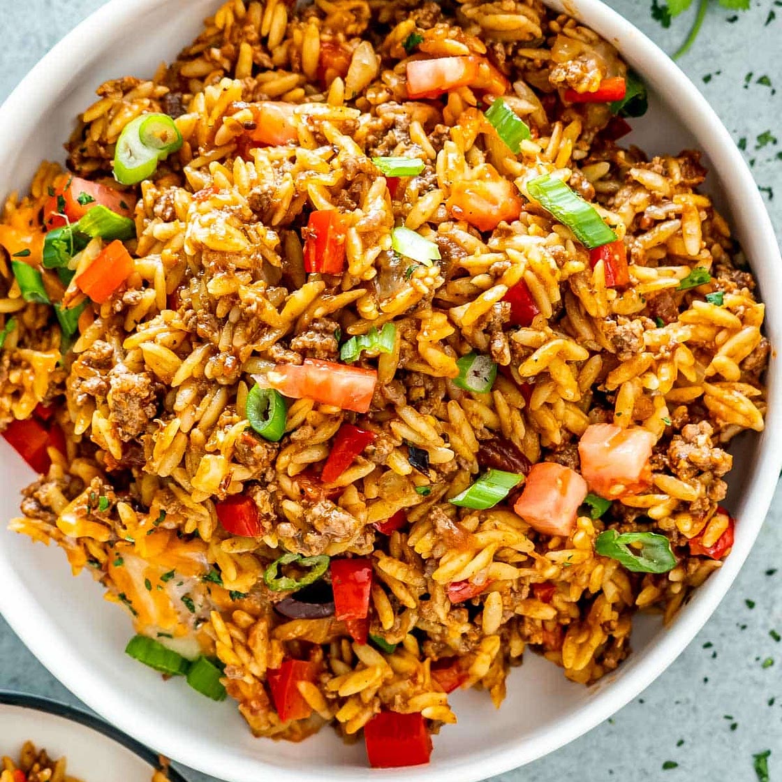One Pot Cheesy Taco Orzo