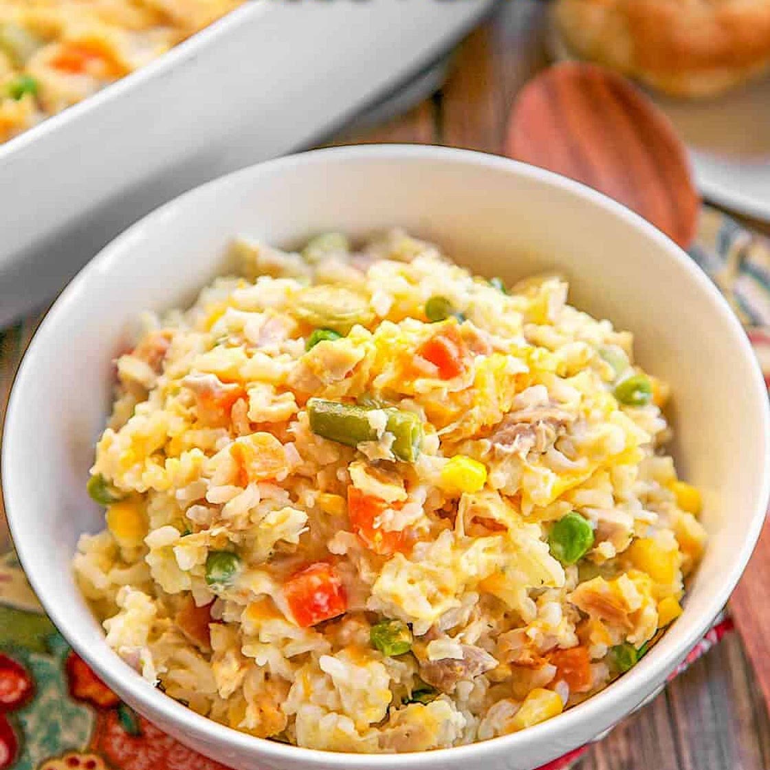 Chicken Pot Pie Rice Bake