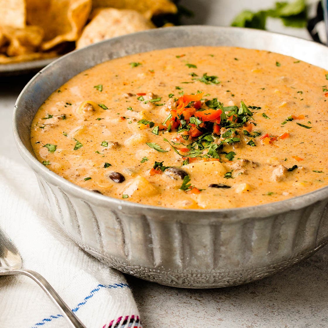 Cheesy Ground Beef Enchilada Chili