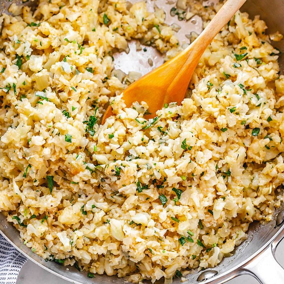 Parmesan Cauliflower Rice Skillet