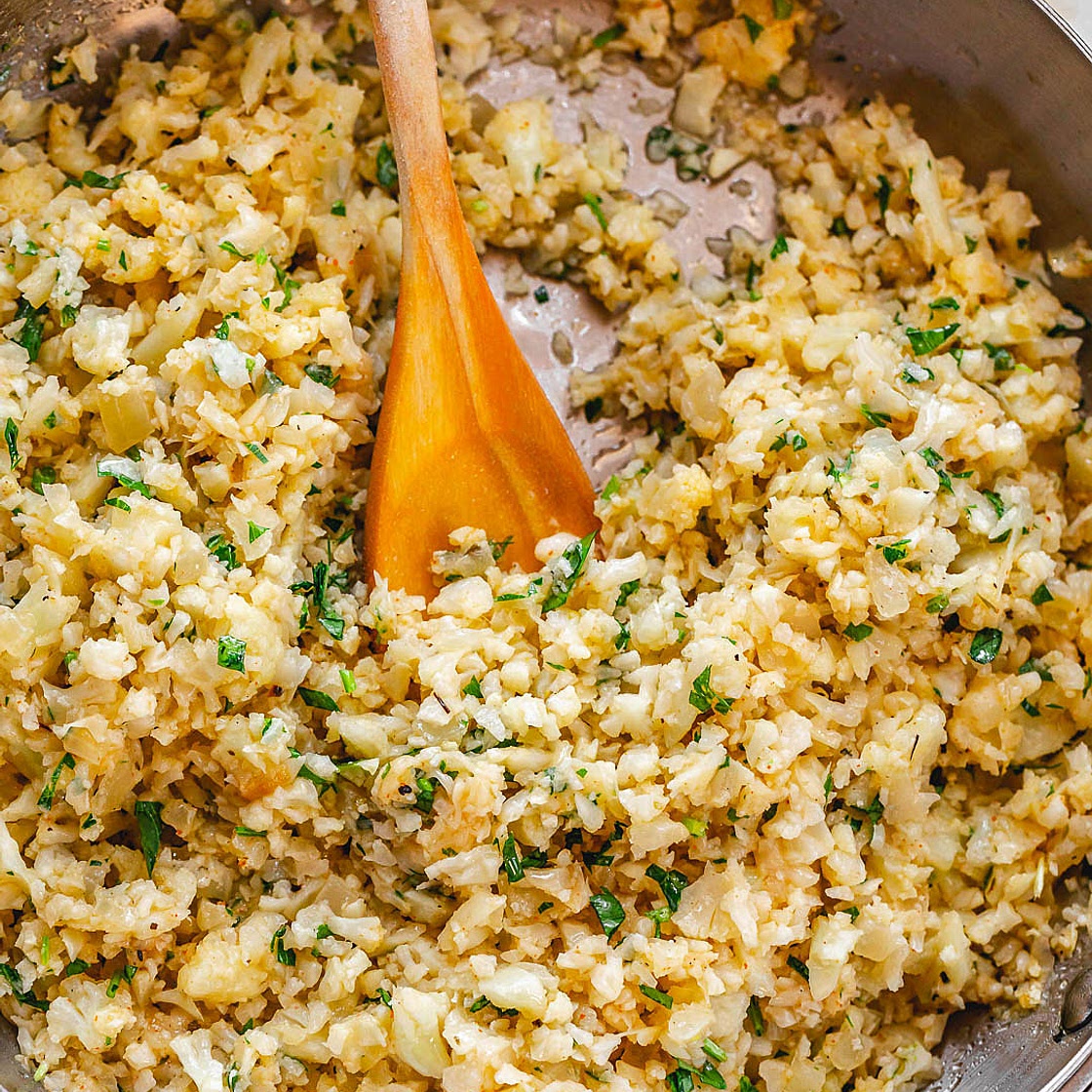 Parmesan Cauliflower Rice Skillet