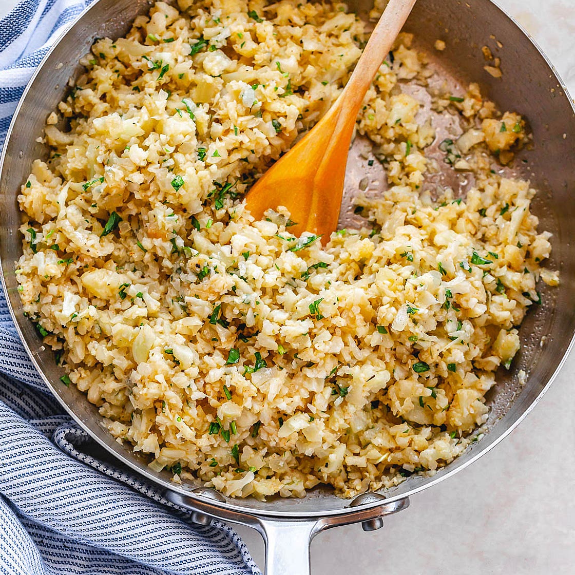 Parmesan Cauliflower Rice Skillet