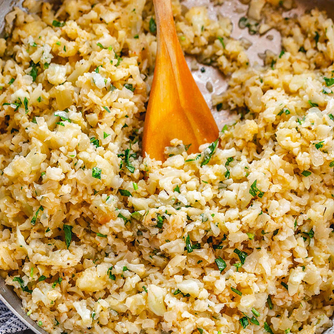 Parmesan Cauliflower Rice Skillet