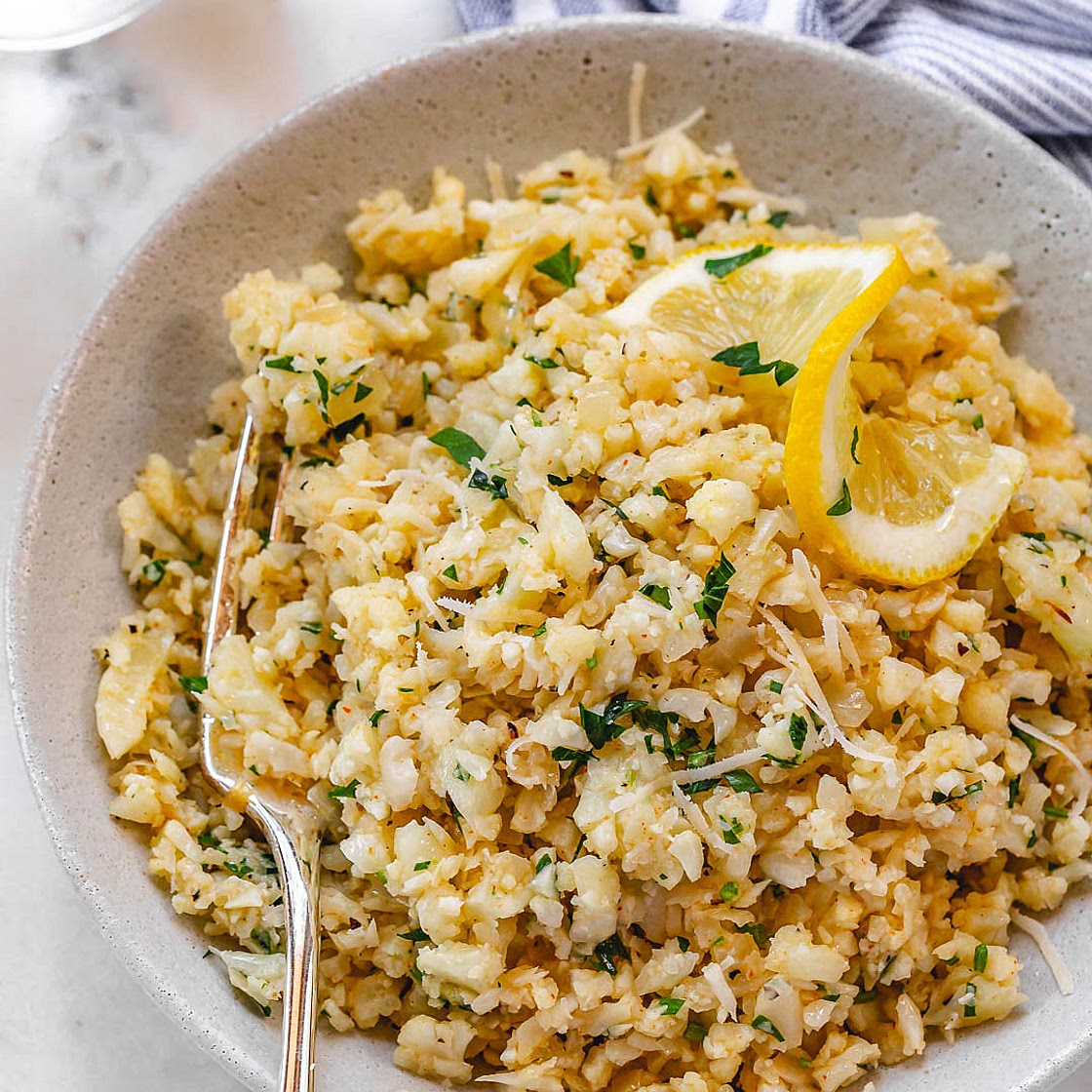 Parmesan Cauliflower Rice Skillet