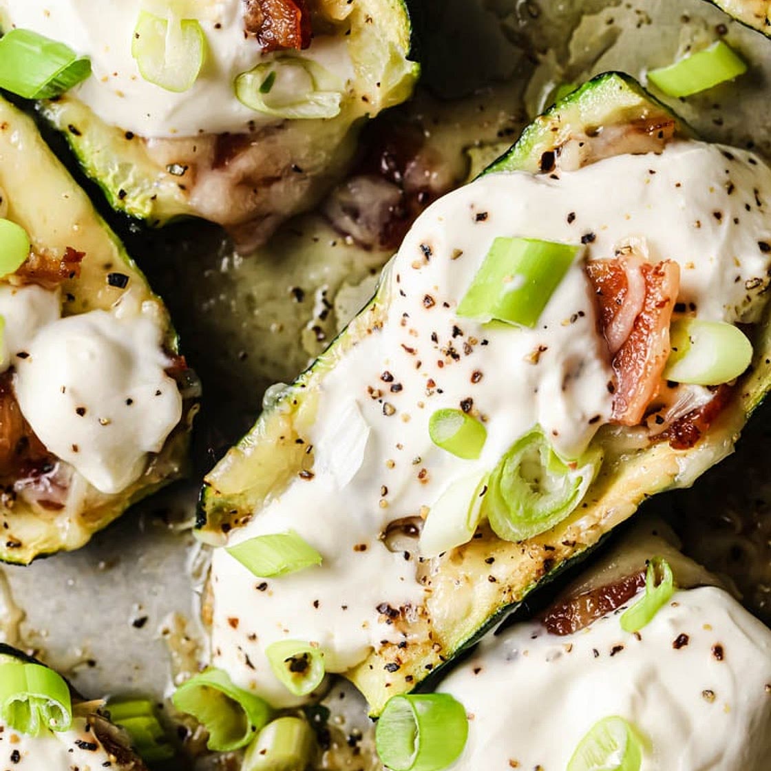 Loaded Keto Zucchini Boats (Potato Skins)