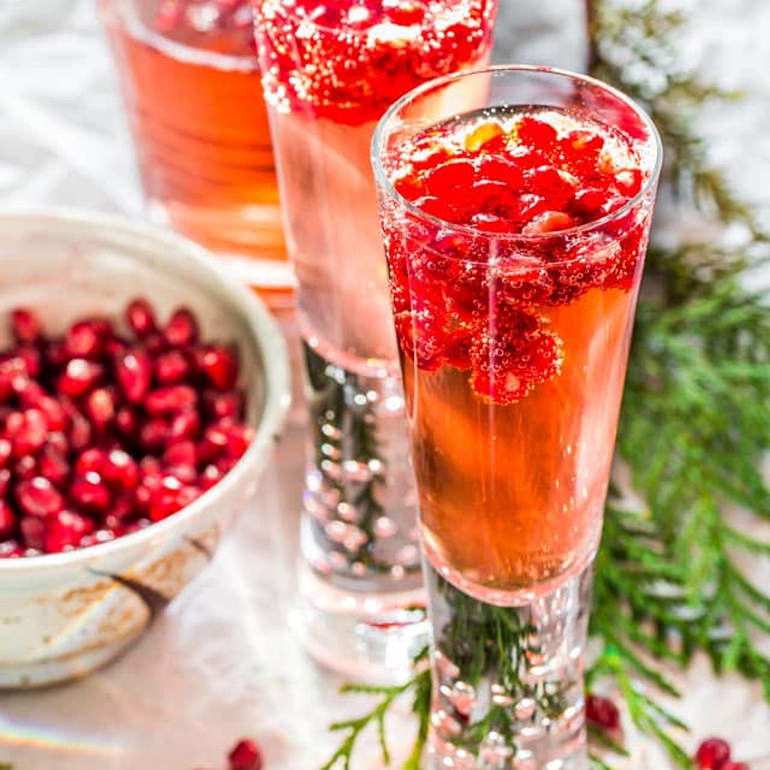 Pomegranate Elderflower Spritzers
