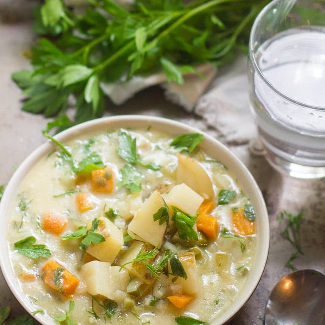 Vegan Dill Pickle Potato Chowder