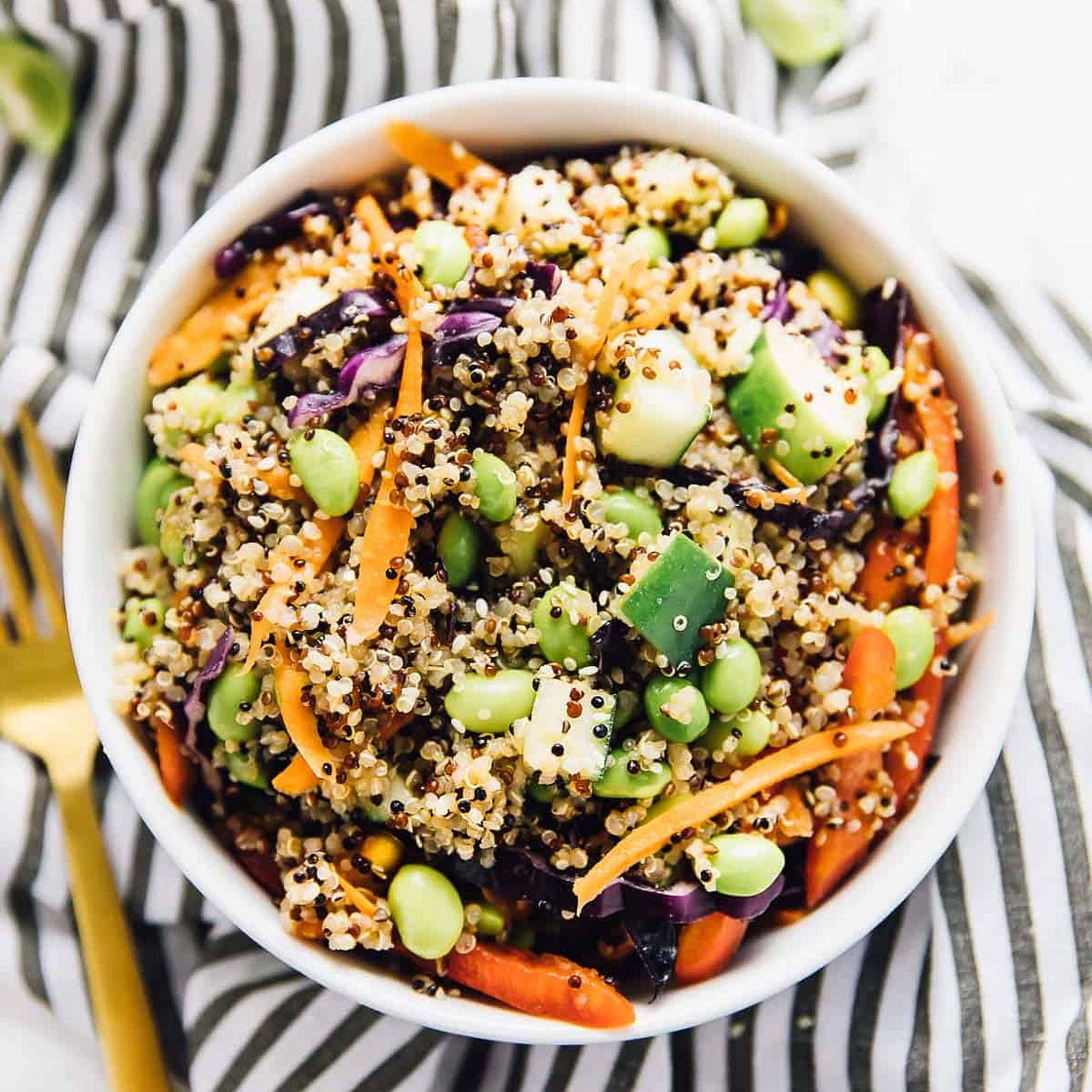 15 Minute Quinoa Salad with Sesame Ginger Sauce