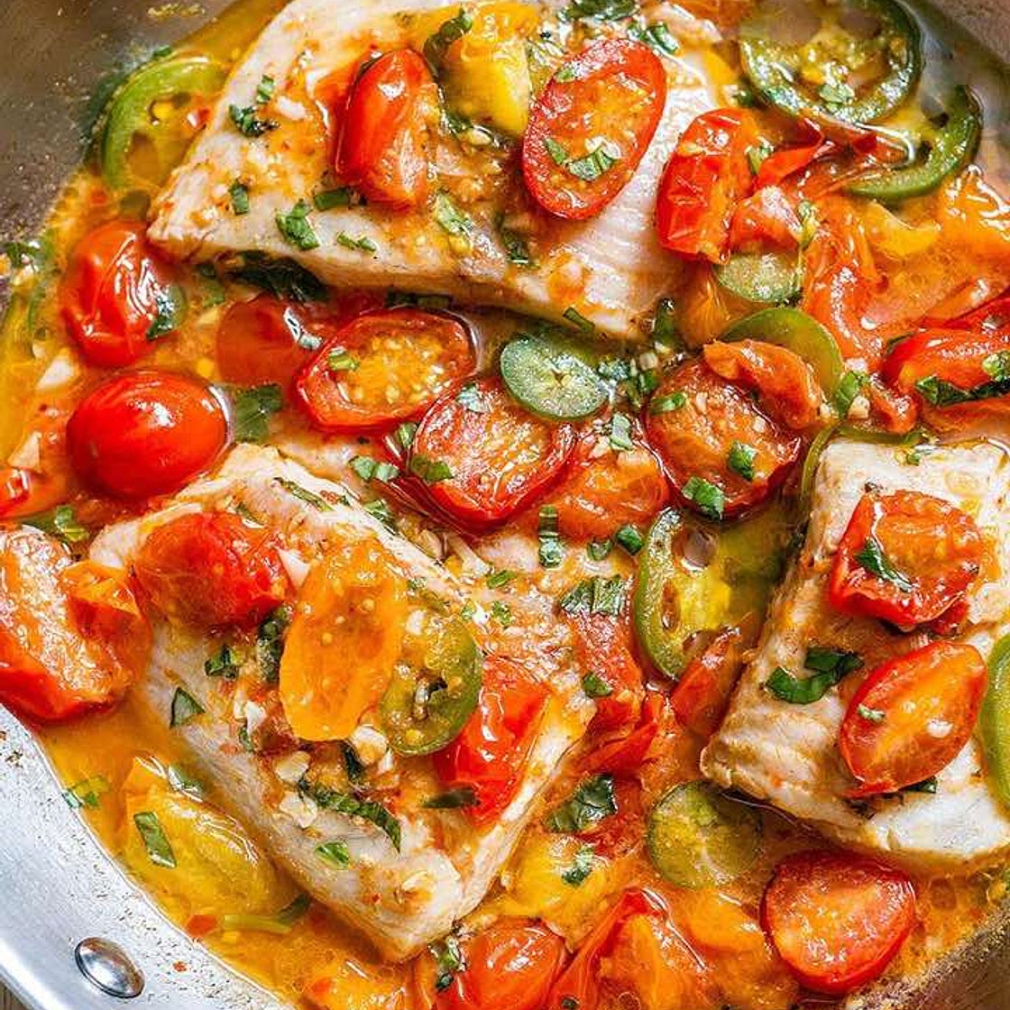 Pan-Seared Tilapia in Tomato Basil Sauce