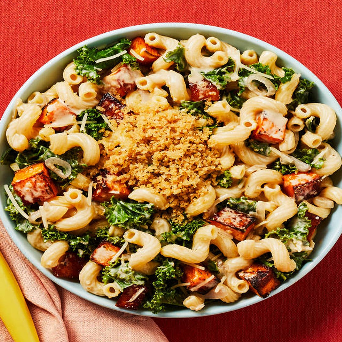 Creamy Butternut Squash & Kale Cavatappi with Toasted Panko & Parmesan
